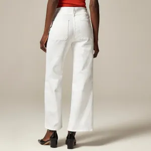 NWT!! J. CREW Slim Wide Leg Jeans Stacked Buttons Solid White Preppy Size 27 thumbnail 7
