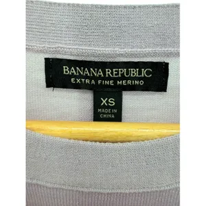 Banana Republic Extra Fine Merino Wool Sweater Lavender Purple Crewneck XS Flaw thumbnail 4