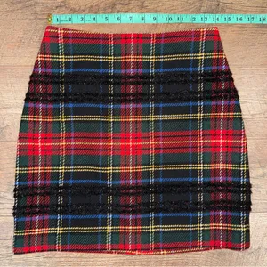 J. Crew Tartan Plaid Wool Blend Tweed Mini Skirt with Black Glitter Accemts thumbnail 9