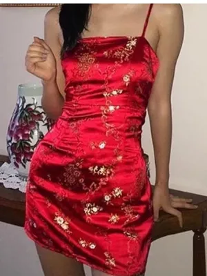 I.AM.GIA Tiger Mist Mini Dress Small Red Gold Floral Brocade Bodycon thumbnail 2