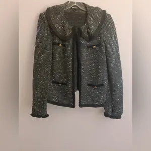 DKNY open-front tweed blazer jacket thumbnail 2