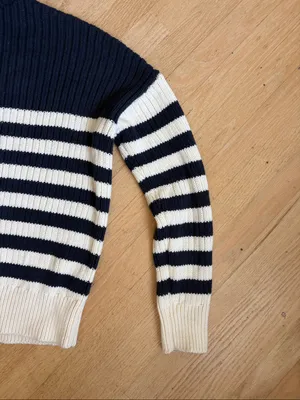 Emerson Fry CAROLYN FUNNEL NECK SWEATER - NAVY COLORBLOCK STRIPE ORGANIC sz S thumbnail 12