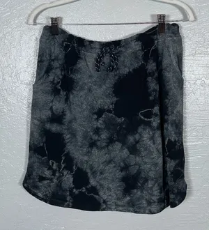 Sundry Women 2 Black Gray Tie Dye French Terry Skirt Athleisure Comfort Beach thumbnail 1