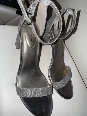 Silver Glitter Ankle-Strap Sandals for Women thumbnail 3