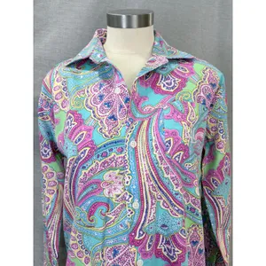 Lauren Ralph Lauren Paisley Shirt Dress 100%‎ Cotton XS/XP Turquoise Pink Tunic thumbnail 2