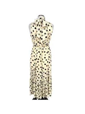 Urban Daizy Maeve Retro Polka Dot Sleeveless Maxi Dress Cream Black Large NWT thumbnail 7