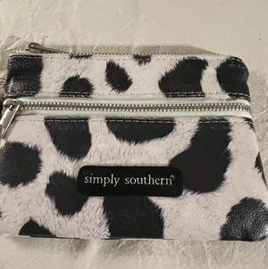 Simply Southern Cow Print Coin Purse With Key Chain thumbnail 1