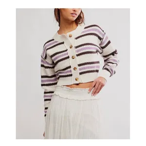 NWT Free‎ People | FP Lila Stripe Cardi / Ivory Combo Sz Small thumbnail 2
