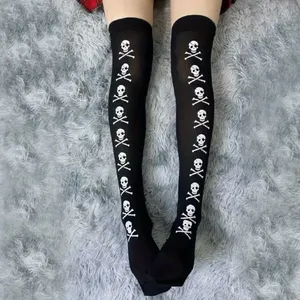 Skull Print Thigh High Socks, Cosplay Over The Knee Socks One‎ Size thumbnail 7