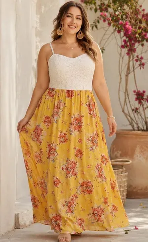 AUW Boho Floral Maxi Dress Sz L Bustier Coquette Cottage Floral Lace Chiffon thumbnail 1
