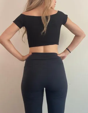 Suzette Collection Black Off The Shoulder Crop Top thumbnail 3
