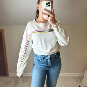 Abercrombie: Rainbow Striped Cropped Sweatshirt thumbnail 3