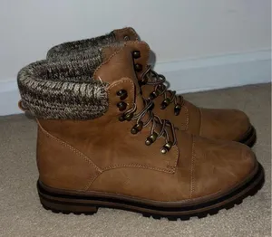 Brown Wide Lace-Up Hiker Boots thumbnail 1