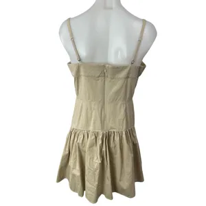 Abercrombie & Fitch Beige Sleeveless Mini Ruffle Flounce Tank A-Line Dress Sz M thumbnail 2