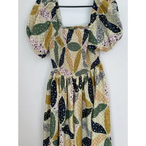 Truly 4 You Med Smocked Midi Dress Puff Sleeve Quilt Grandmacore Cottage Country thumbnail 2