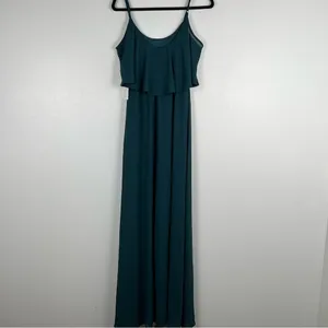 Show Me Your Mumu Caitlin Ruffle Maxi Dress Deep‎ Jade Chiffon Sz XXS thumbnail 8