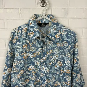 Vintage Sears Authentic Western Wear Pearl Snap Floral Button Down Shirt Size L thumbnail 3