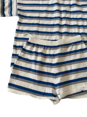 EKOUAER Blue White Striped Casual Two Piece Set Size Large NEW NWT thumbnail 2