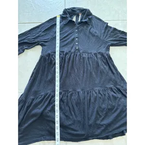 Free People Best‎ Girl Dress Womens Sm Black Mini Linen Blend Tiered Preppy Boho thumbnail 8