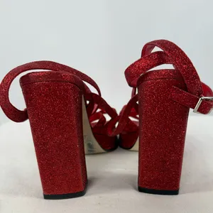 Bakers Glitter Strappy Square Toe Platform Heels in Red Size‎ 7.5 thumbnail 4