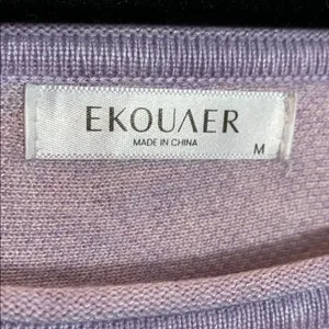 Ekouaer Purple Floral Knit Lounge Set Long Sleeve Top Shorts 2-Piece Medium thumbnail 9