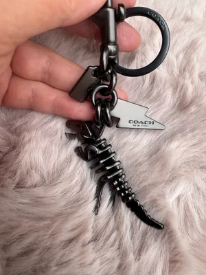 Coach Metal Small Rexy T-Rex Skeleton Puzzle Bag Charm Keychain Gunmetal Rexy thumbnail 6