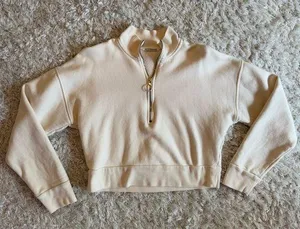 Reformation Half Zip Cropped Pullover Sweatshirt in Cream Size XS thumbnail 1