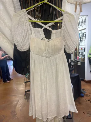 Princess Polly White Cotton Puff Sleeve Babydoll Dress thumbnail 1