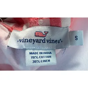 Vineyard Vines Gingham Dress Womens Small Pink Excellent Ruffle Cotton‎ Linen thumbnail 3