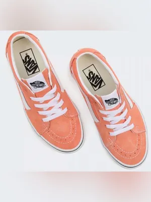 Vans Old Skool Suede Canvas Classic Skateboard Sneakers, Melon Orange/White, 7.5 thumbnail 4