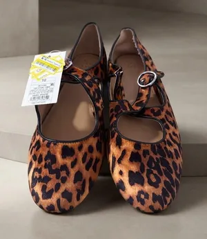 A New Day Women’s Leopard Print Mary Jane Flats – Studded Strap Ballet Shoes Size 10 NWT thumbnail 1