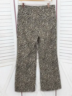 J. Crew Lizzie Leopard Print High‎ Rise Wide Leg Pants Tan Black 30 Chino thumbnail 3