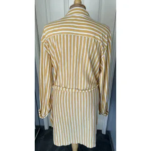 Free People Beach Women's Striped Shirt Dress Size Small Belted Yellow White‎ thumbnail 5