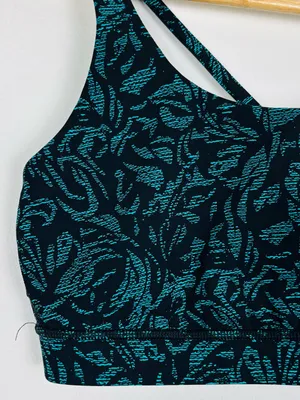 Lululemon Free To Be Strappy Sports Bra Black Teal Floral Abstract Print Size 10 thumbnail 2