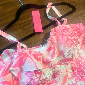 Lilly Pulitzer Olive Top - Pink & white- Resort White Caliente Print, Size 10 thumbnail 3