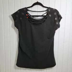 Harley Davidson Cross Back Graphic Cap Sleeve Tshirt‎ Black Size L thumbnail 4