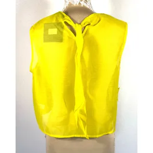 Marc New York Chartreuse 3D Floral Lace Crop Top M Tie Back Party Statement NWT thumbnail 9