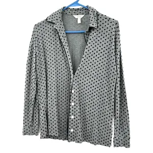 Soma size XS gray black‎ polka dot button up pajama set long sleeve pants thumbnail 2