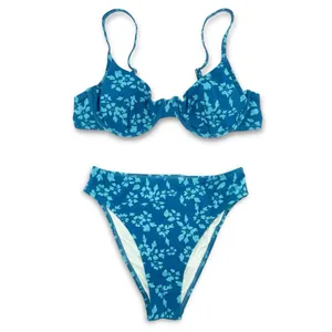 NWT Cupshe Moroccan Blue Underwire Bikini Set L Top M Bottom Floral M/L Swim NEW thumbnail 2