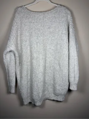 Aerie • Lace Up Oversized Knit Sweater Wool & Alpaca Blend Oatmeal Sz XL thumbnail 10