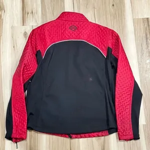 Harley Davidson Quilted Red Zip Up Motorcycle Jacket Women’s 1XL thumbnail 4