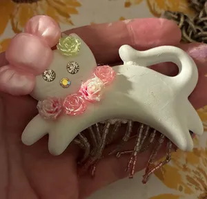 Kitschy kitty pin hand made Pink thumbnail 1