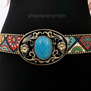 Boho Colorful Turquoise Buckle Western Y2K Belt, Fits 36.5-45 Inches, X7GA1289 thumbnail 5