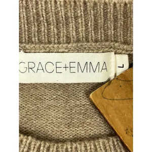 GRACE+EMMA Women's Knit Sweater‎ Cream Balloon Sleeve Layering Top Tan Sz L thumbnail 6