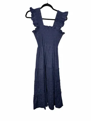 ✨🌙💙 Hill House Home The Nap Dress™ Smocked Ruffle Maxi‎ Dress Size L 🤍🌿 thumbnail 2