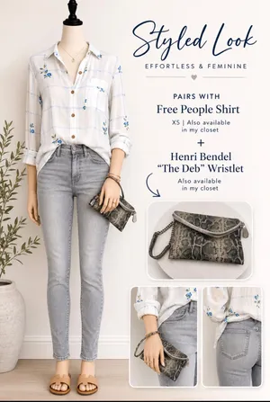 Free People Window to My Heart Floral Plaid Button Down Shirt XS thumbnail 8