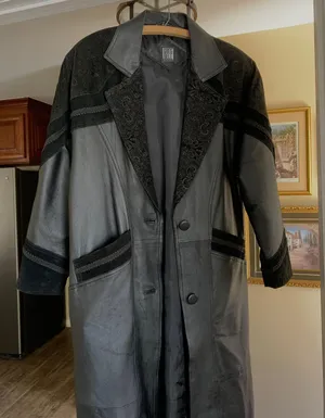 Greg Bell Leather Trench Coat Black thumbnail 1