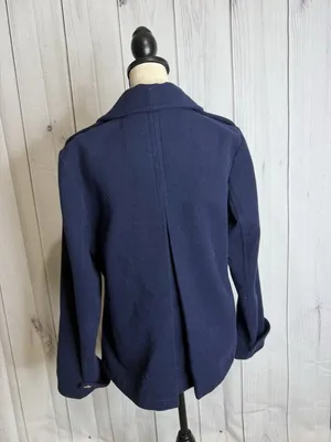 Crown & Ivy Double Breasted Navy Blue Pea Coat Pockets Women’s Sz M thumbnail 8