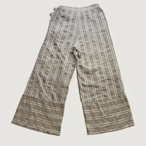 Lost + Wander Tan White Striped Wide Leg Cropped Pants Side Tie Small thumbnail 3