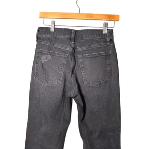 Gap Cheeky Straight High Rise Jeans 2P Black Distressed Grunge Edgy Raw Hem thumbnail 5
